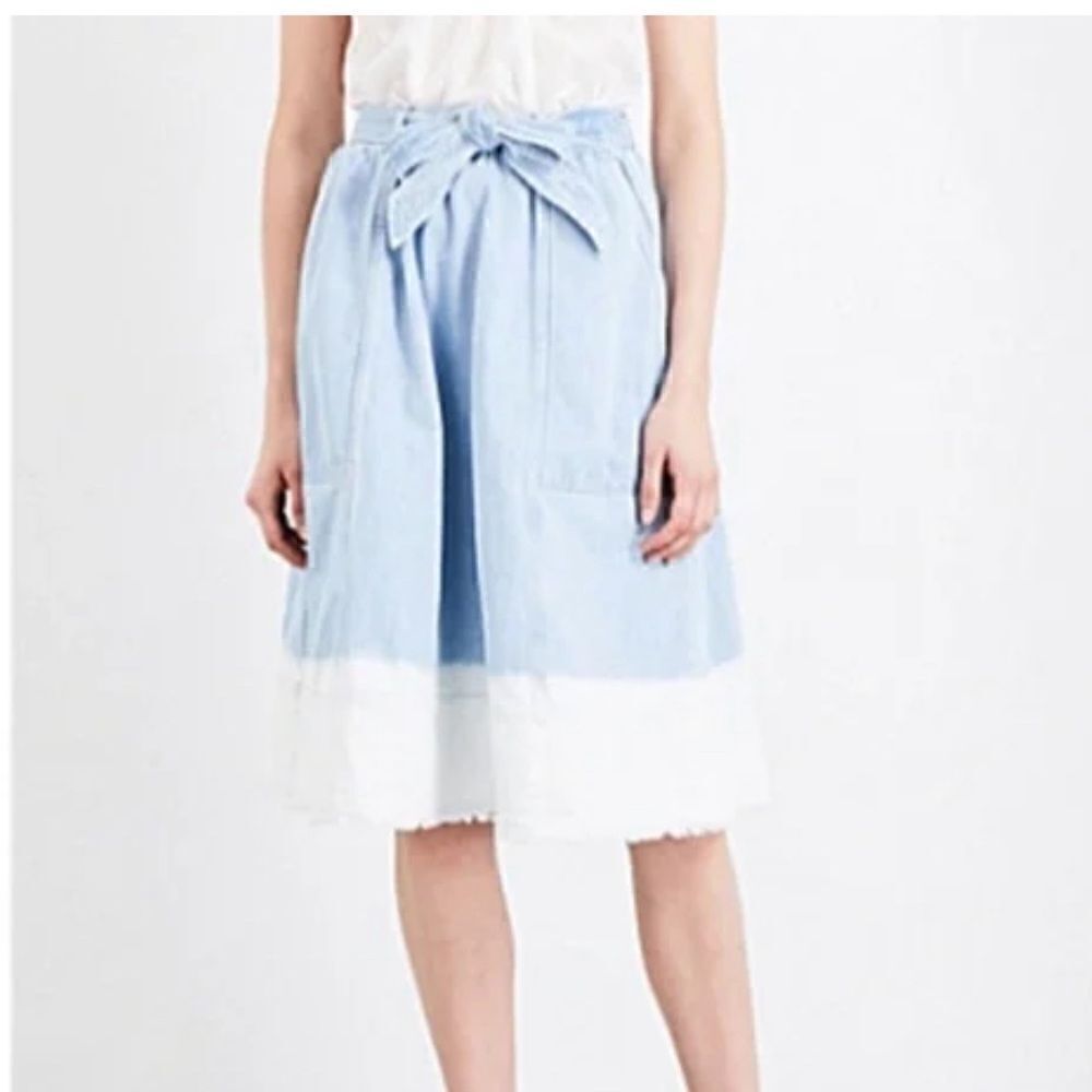 Ulla Johnson Light Blue and White Tie-Waist Mini Skirt